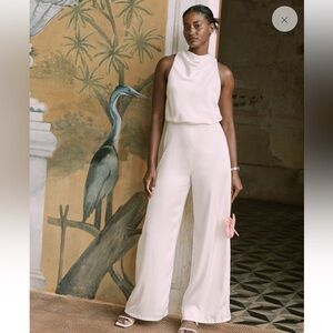 Abercrombie white satin jumpsuit
